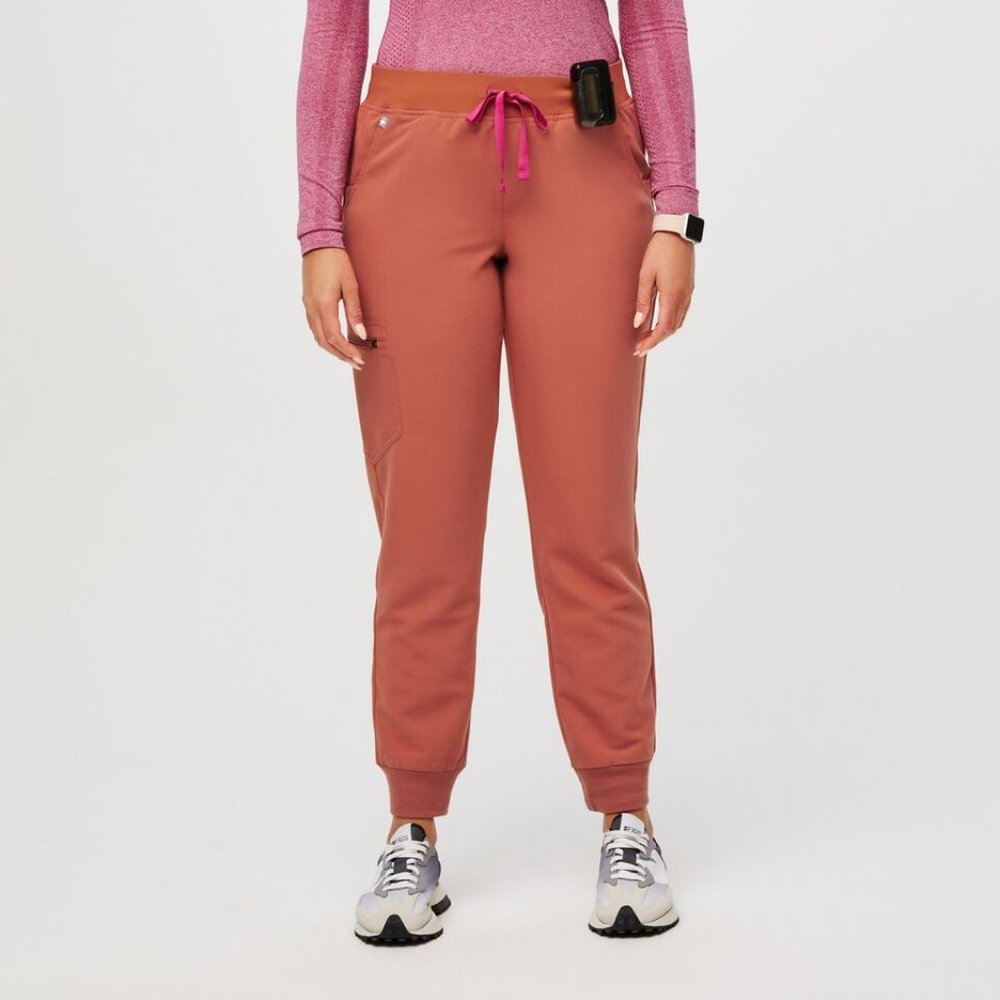 FIGS Zamora™ Jogger Scrub Pants  - XS Petite - Terracotta